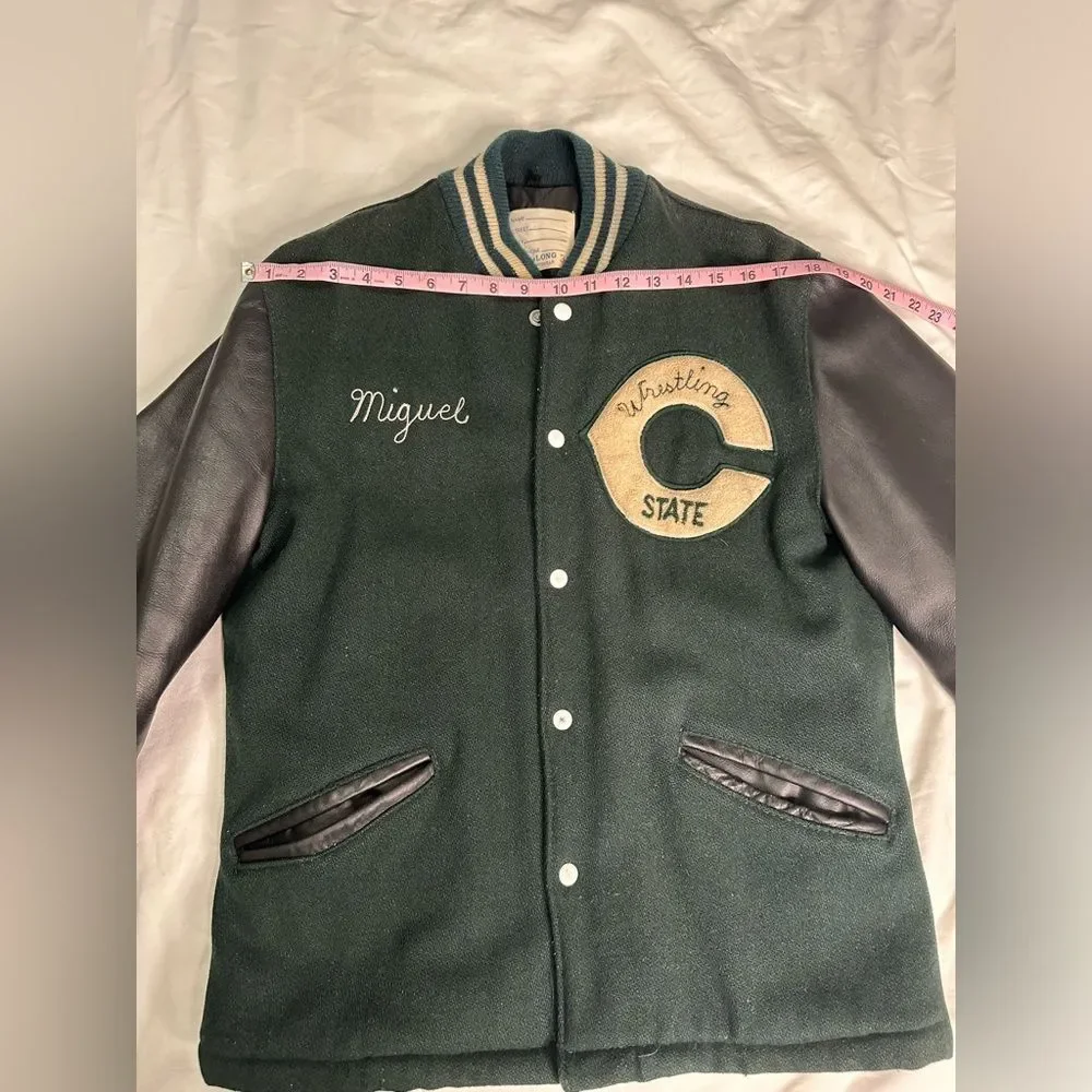 Vintage 60s DeLONG Letterman Varsity Jacket Wrestling State Chenille Patch Sz 38 - Picture 7 of 10